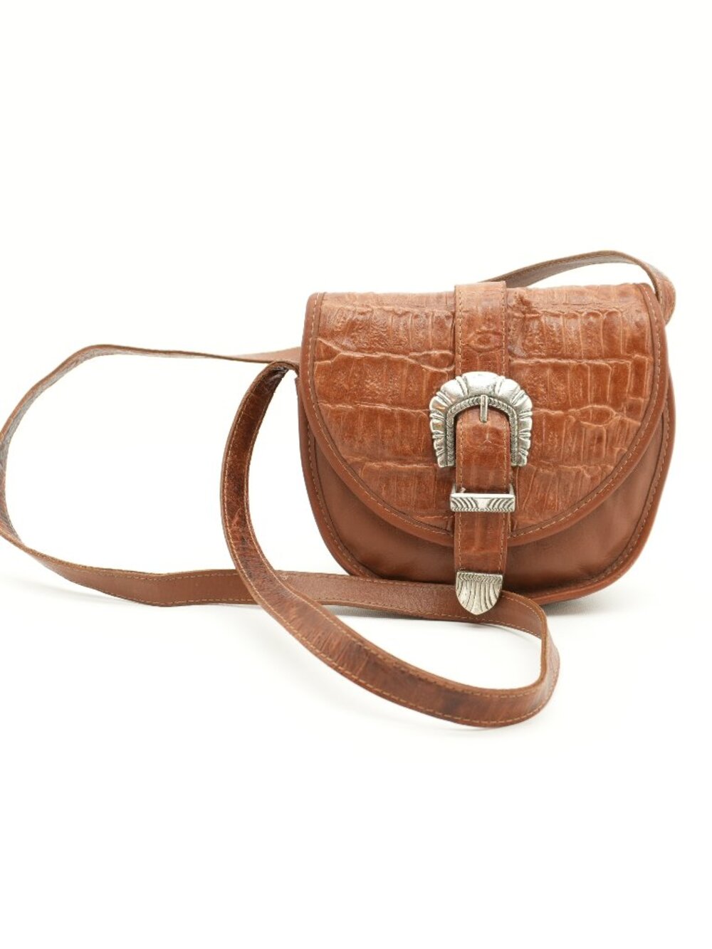 Vintage 90s Bag Southwestern Brown Leather Crossbody Purse